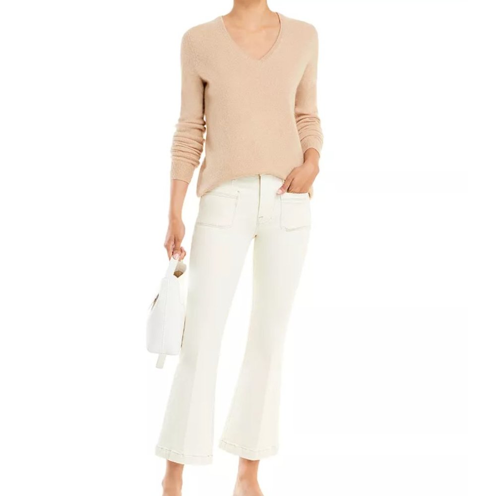 C by Bloomingdale's Cashmere V-Neck Cashmere Sweater-2-ply cashmere-Honey-NWT